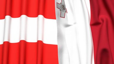 Gerçekçi kumaş desenli AUSTRIA ve MALTA bayrakları