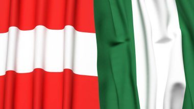 Gerçekçi kumaş dokusuna sahip AUSTRIA ve NIGERIA bayrakları