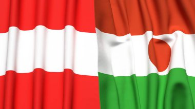 Gerçekçi kumaş desenli AUSTRIA ve NIGER bayrakları