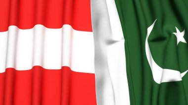 Gerçekçi kumaş dokusuna sahip AUSTRIA ve PAKISTAN bayrakları
