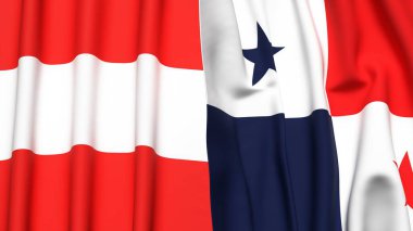 Gerçekçi kumaş dokusuna sahip AUSTRIA ve Panama bayrakları
