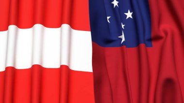 Gerçekçi kumaş desenli AUSTRIA ve SAMOA bayrakları