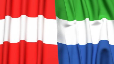 Gerçekçi kumaş dokusuna sahip AUSTRIA ve SIERRA LEONE bayrakları