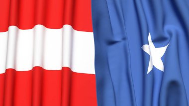 Gerçekçi kumaş dokusuna sahip AUSTRIA ve SOMALYA bayrakları