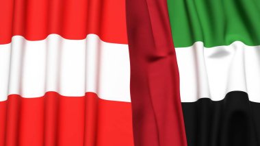 Gerçekçi kumaş desenli AUSTRIA ve BAE bayrakları