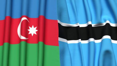 Gerçekçi kumaş dokusuna sahip AZERBAIJAN ve BOTSwana bayrakları