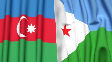 AZERBAIJAN ve DJIBOUTI bayrakları gerçekçi kumaş dokusuyla