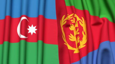 Gerçekçi kumaş dokusuna sahip AZERBAIJAN ve ERITREA bayrakları