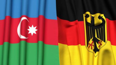 Gerçekçi kumaş dokusuna sahip AZERBAIJAN ve GERMANY bayrakları