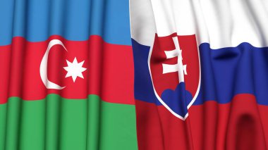 Gerçekçi kumaş dokusuna sahip AZERBAIJAN ve SLOVAKIA bayrakları