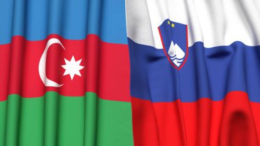 Gerçekçi kumaş dokusuna sahip AZERBAIJAN ve SLOVENIA bayrakları