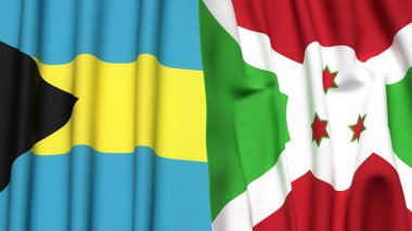 Bahamalar ve BURUNDI bayrakları gerçekçi kumaş dokusuyla
