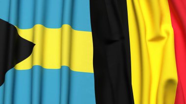 Bahamalar ve Çad bayrakları gerçekçi kumaş dokusuyla