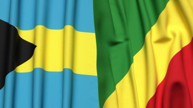 BAHAMAS ve CONGO R bayrakları gerçekçi kumaş dokusuyla