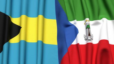BAHAMAS Bayrakları ve Eşitlikçi Guinea Gerçekçi kumaş dokusuyla