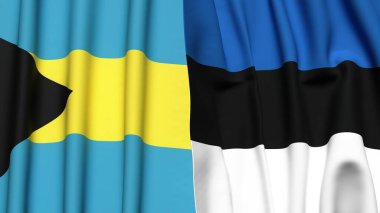 Bahamalar ve Estonya bayrakları gerçekçi kumaş dokusuyla