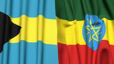 Bahamalar ve EthIOPIA 'nın gerçekçi kumaş dokusuyla bayrakları
