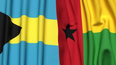 Bahamalar ve Guinea-BISSAU bayrakları gerçekçi kumaş dokusuyla