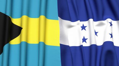 Bahamalar ve HONDURAS bayrakları gerçekçi kumaş dokusuyla