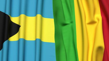 BAHAMAS ve MALI bayrakları gerçekçi kumaş dokusuyla