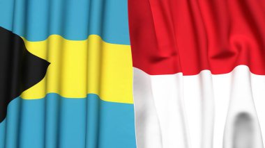 Bahamalar ve Monako 'nun gerçekçi kumaş dokusuyla bayrakları