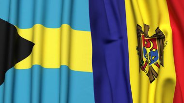 Bahamalar ve MOLDOVA 'nın gerçekçi kumaş dokusuna sahip bayrakları