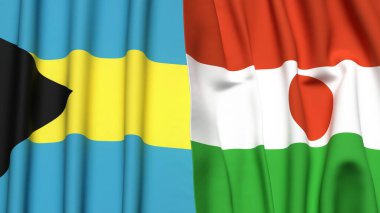 Bahamalar ve Nijer bayrakları gerçekçi kumaş desenli.