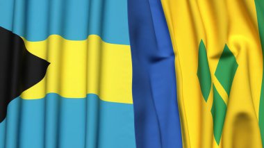 Bahamalar 'ın bayrakları ve gerçekçi kumaş dokusuna sahip Aziz Venedik.