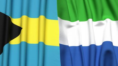 Bahamalar ve Sierra Leone bayrakları gerçekçi kumaş desenli.