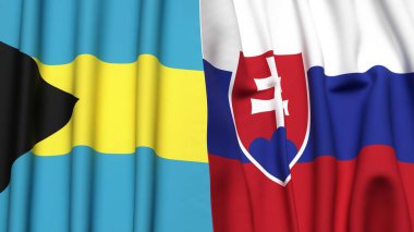 Bahamalar ve SLOVAKIA 'nın gerçekçi kumaş dokusuyla bayrakları