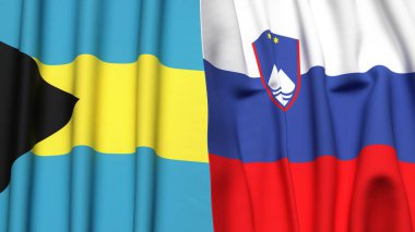 Bahamalar ve SLOVENIA bayrakları gerçekçi kumaş dokusuyla