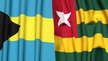 Bahamalar ve TOGO bayrakları gerçekçi kumaş dokusuyla