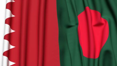 BAHRAIN ve BANGLADESH bayrakları gerçekçi kumaş dokusuyla