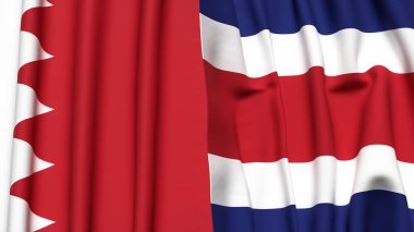 Gerçekçi kumaş dokusuna sahip BAHRAIN ve COSTA RICA bayrakları