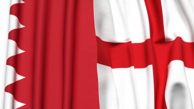 BAHRAIN ve İngiltere 'nin gerçekçi kumaş dokusuyla bayrakları