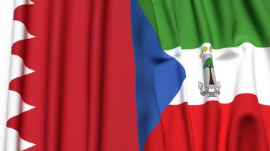 BAHRAIN Bayrakları ve Eşitlikçi Guinea Gerçekçi kumaş dokusuyla