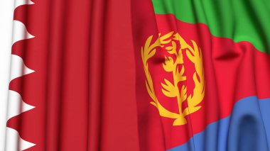 Gerçek kumaş dokusuna sahip BAHRAIN ve ERITREA bayrakları