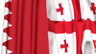 Gerçekçi kumaş dokusuna sahip BAHRAIN ve GEORGIA bayrakları