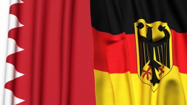 BAHRAIN ve GERMANY bayrakları gerçekçi kumaş dokusuyla