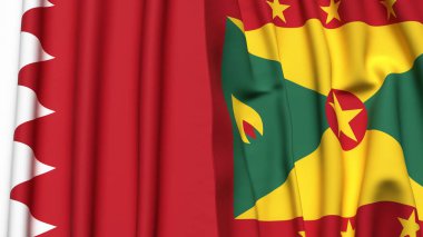 Gerçekçi kumaş dokusuna sahip BAHRAIN ve GRENADA bayrakları