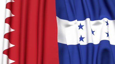 Gerçekçi kumaş dokusuna sahip BAHRAIN ve HONDURAS bayrakları