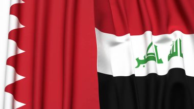 Gerçek kumaş dokusuna sahip BAHRAIN ve IRAQ bayrakları