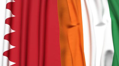 BAHRAIN Bayrakları ve IVORY Kıyı Gerçekçi kumaş desenli