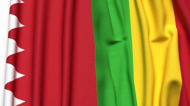 Gerçekçi kumaş dokusuna sahip BAHRAIN ve MALI bayrakları