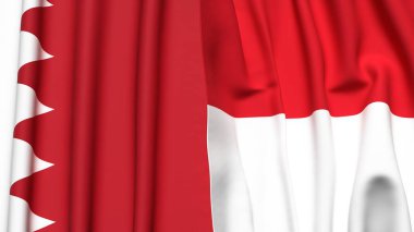 BAHRAIN ve Monako bayrakları gerçekçi kumaş desenli.