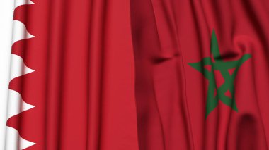 Gerçekçi kumaş dokusuna sahip BAHRAIN ve FOCCO bayrakları