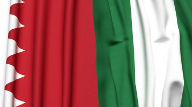 Gerçek kumaş dokusuna sahip BAHRAIN ve NIGERIA bayrakları