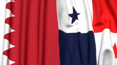 BAHRAIN ve Panama bayrakları gerçekçi kumaş dokusuyla