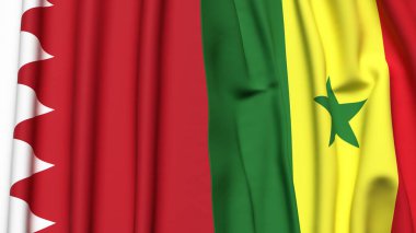 BAHRAIN ve SENEGAL bayrakları gerçekçi kumaş dokusuyla