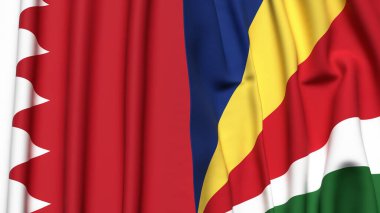 Gerçekçi kumaş desenli BAHRAIN ve SEYCHELLES bayrakları